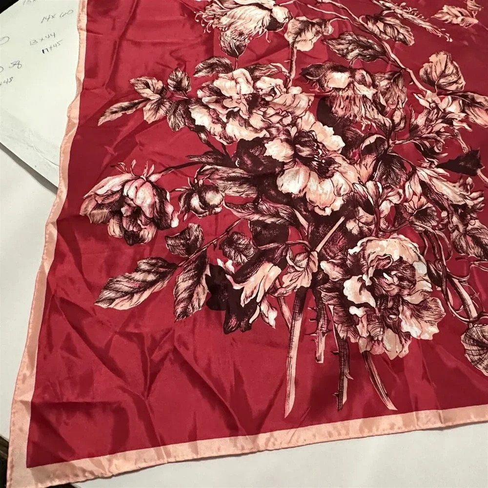Vintage Paoli Acetate Scarf Japan Pink Purple Burgundy Square